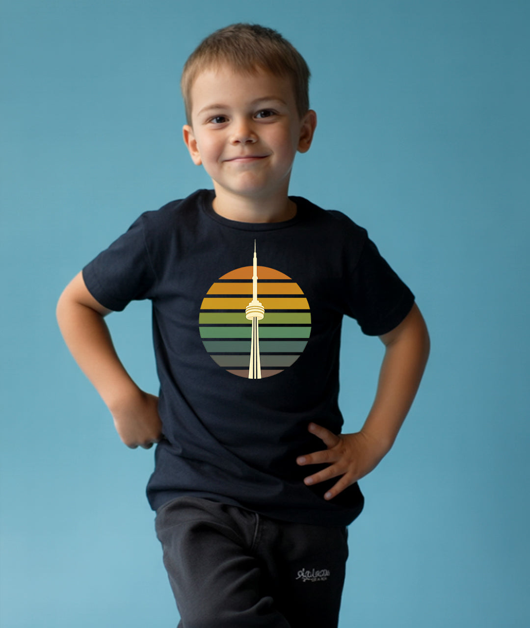 Toronto Skyline Retro Art – CN Tower Toddler Tee