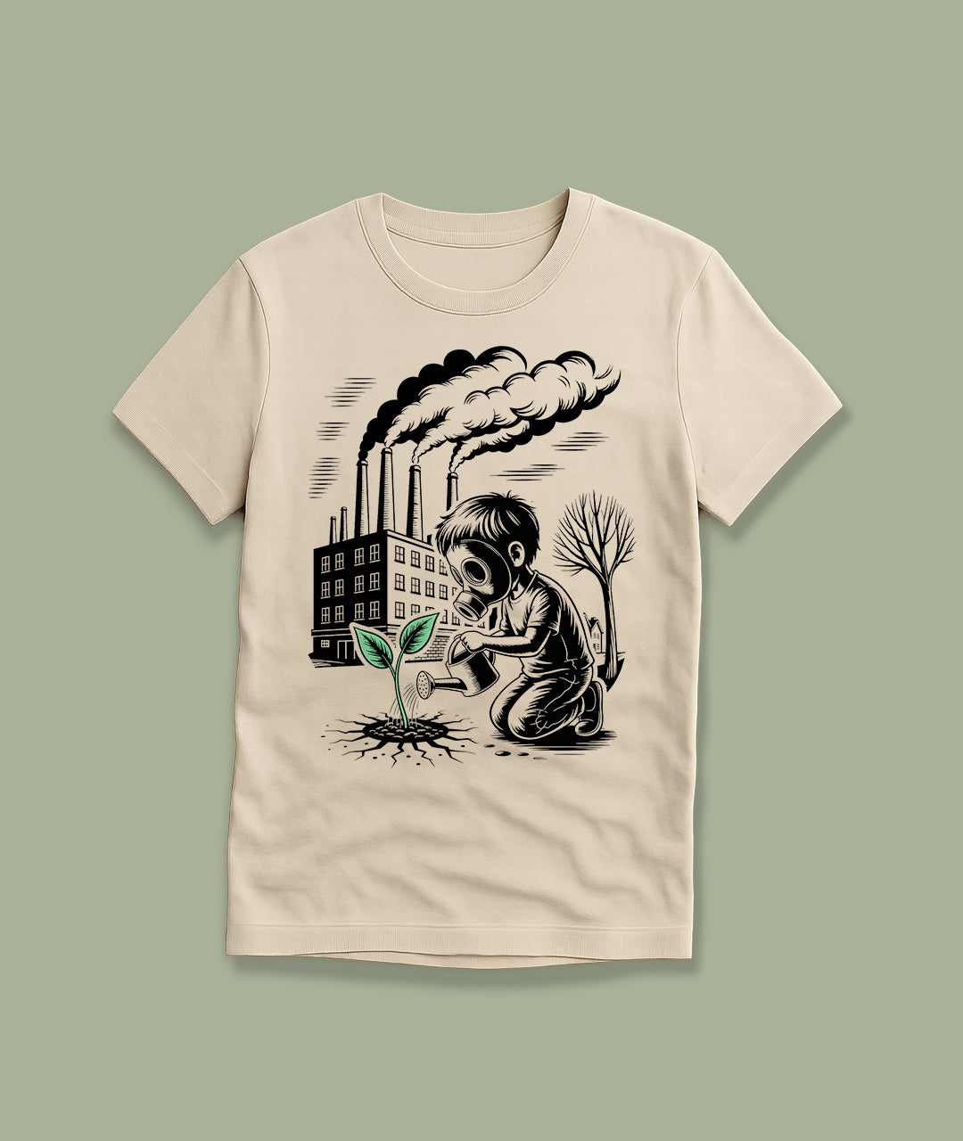 Gas Mask Boy – Eco Street Art Youth T-Shirt
