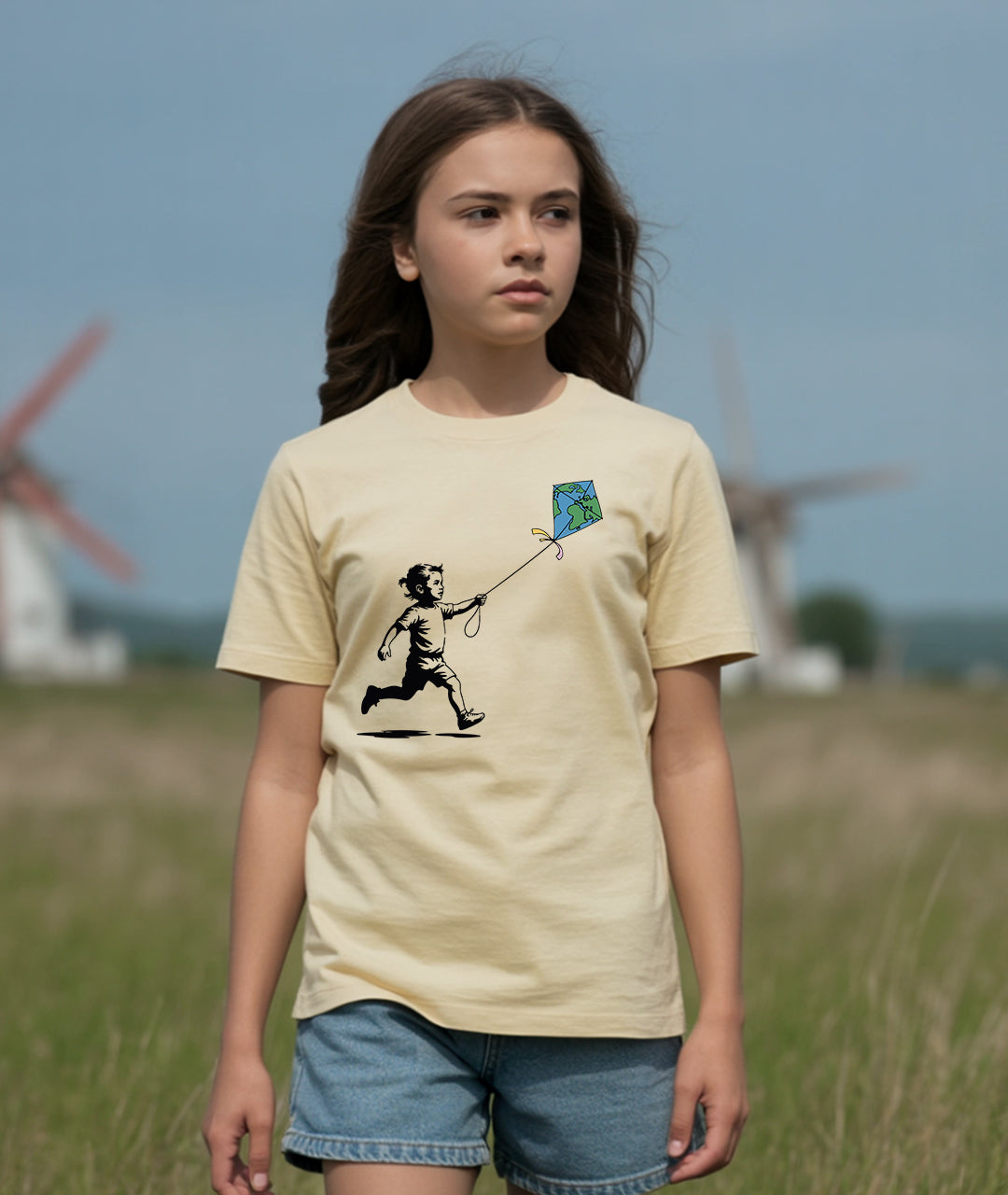Running Toward the World: Child with Kite Design Youth T-Shirt
