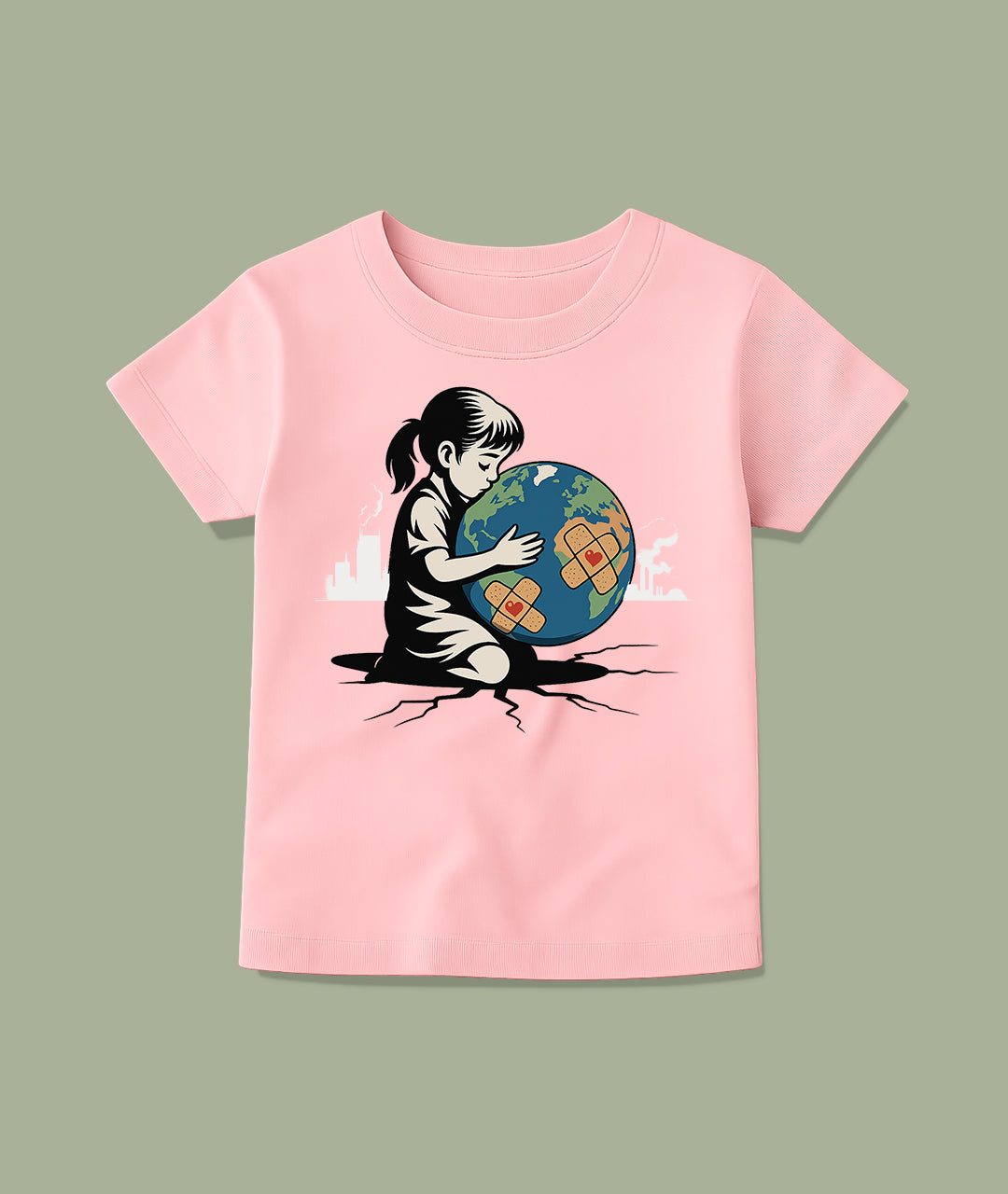 Girl Hugging Earth Toddler Tee