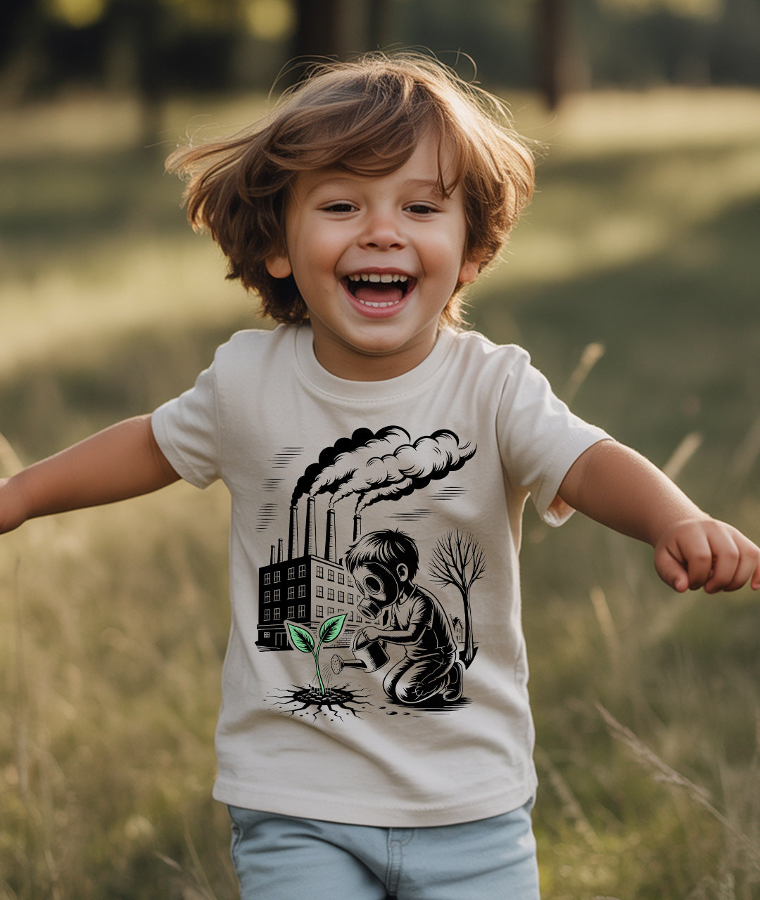Gas Mask Boy – Eco Street Art Toddler Tee