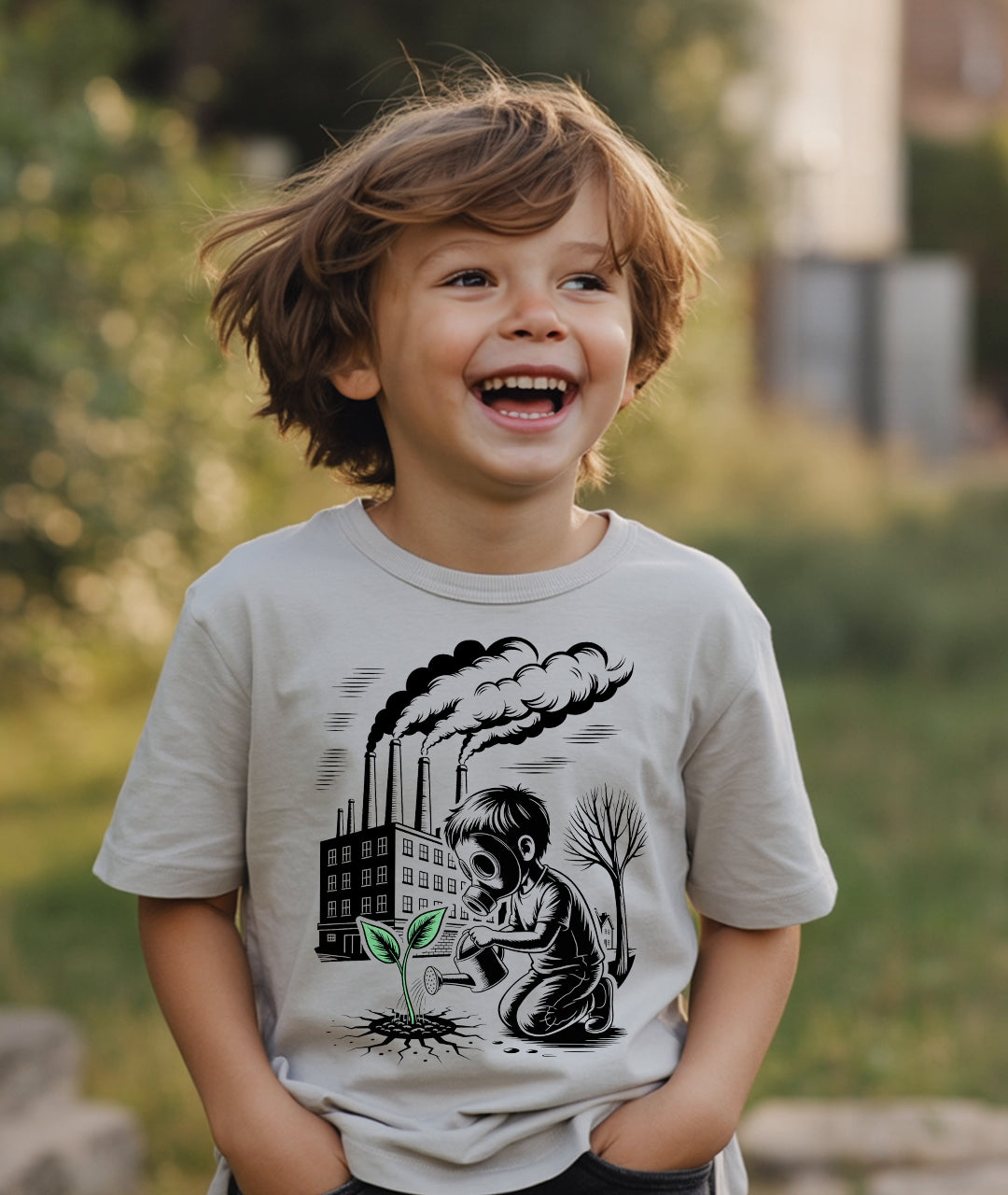 Gas Mask Boy – Eco Street Art Toddler Tee