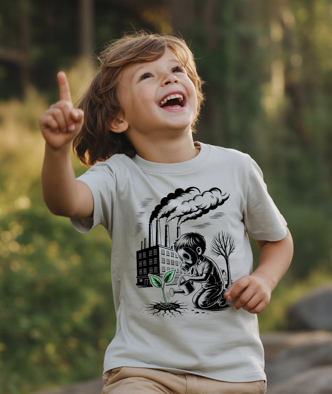 Gas Mask Boy – Eco Street Art Toddler Tee