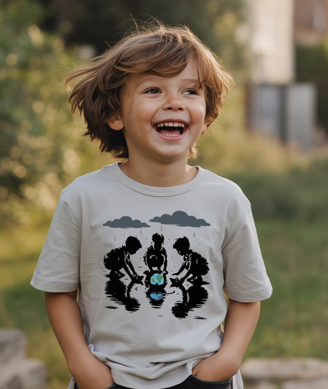 Kids with Earth Boat – Eco Art Toddler Tee
