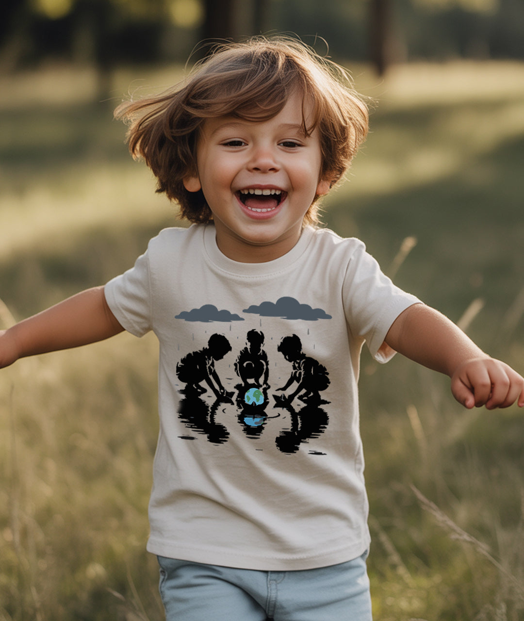 Kids with Earth Boat – Eco Art Toddler Tee