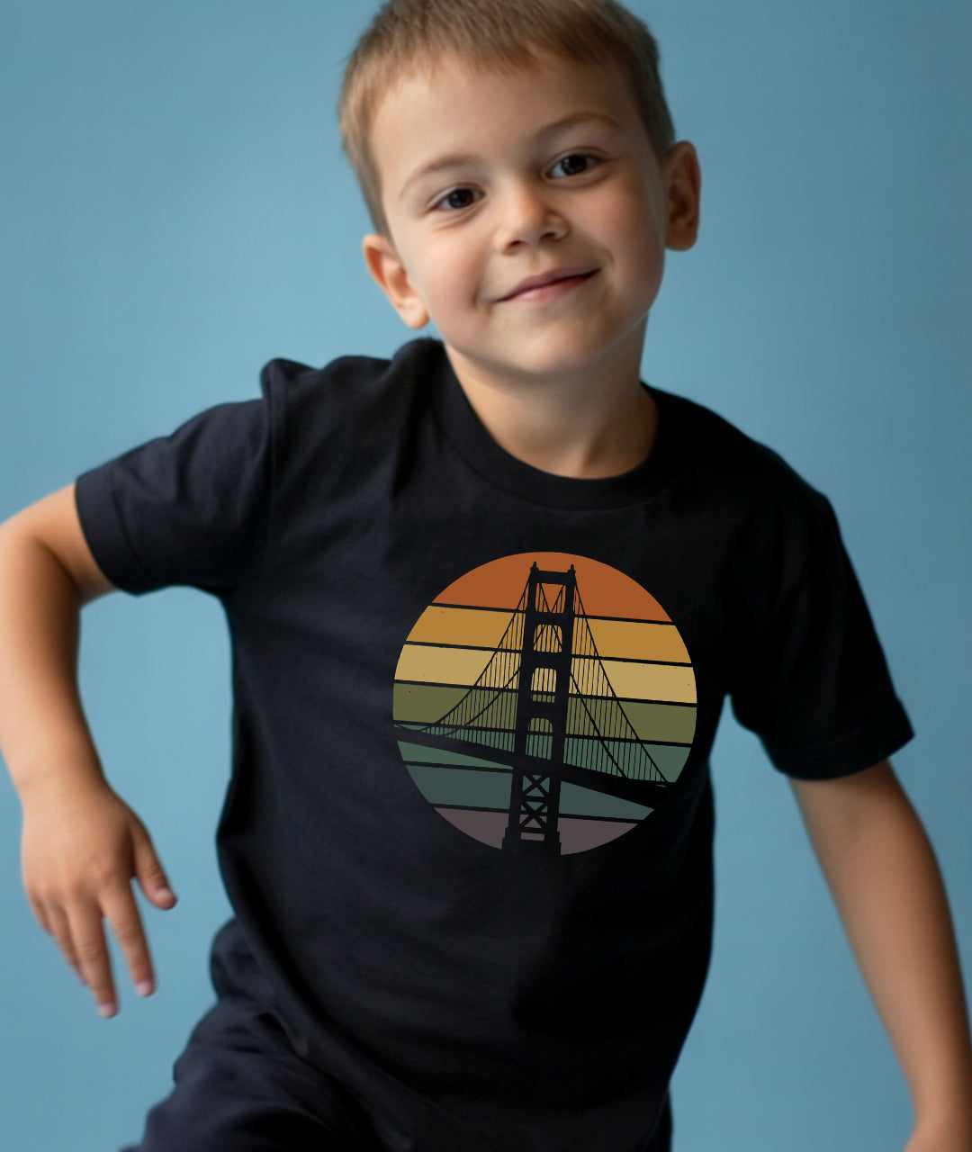 Golden Gate Retro Sunset – Vintage Art Toddler Tee