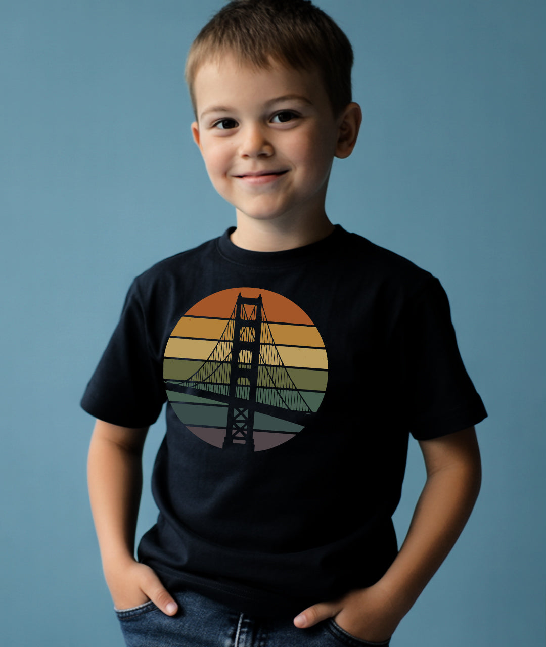 Golden Gate Retro Sunset – Vintage Art Toddler Tee