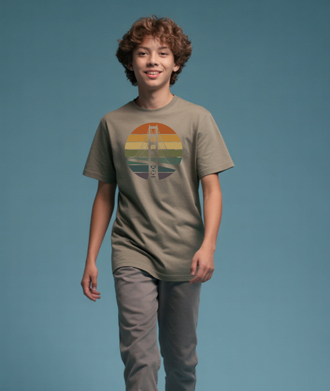 Golden Gate Retro Sunset – Vintage Art Youth T-Shirt
