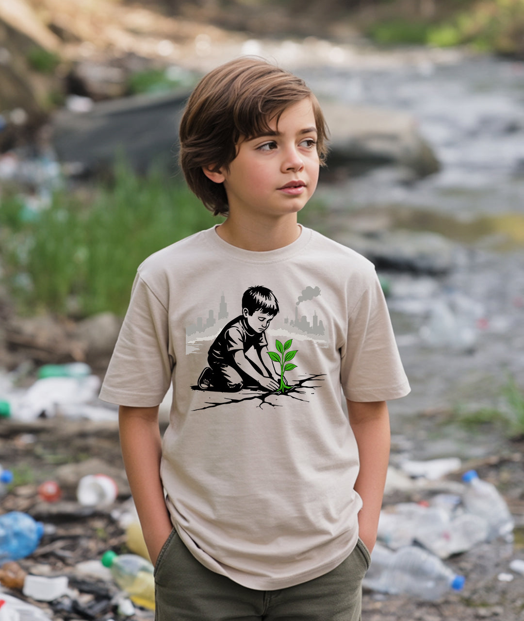 Boy Planting Tree Youth T-Shirt