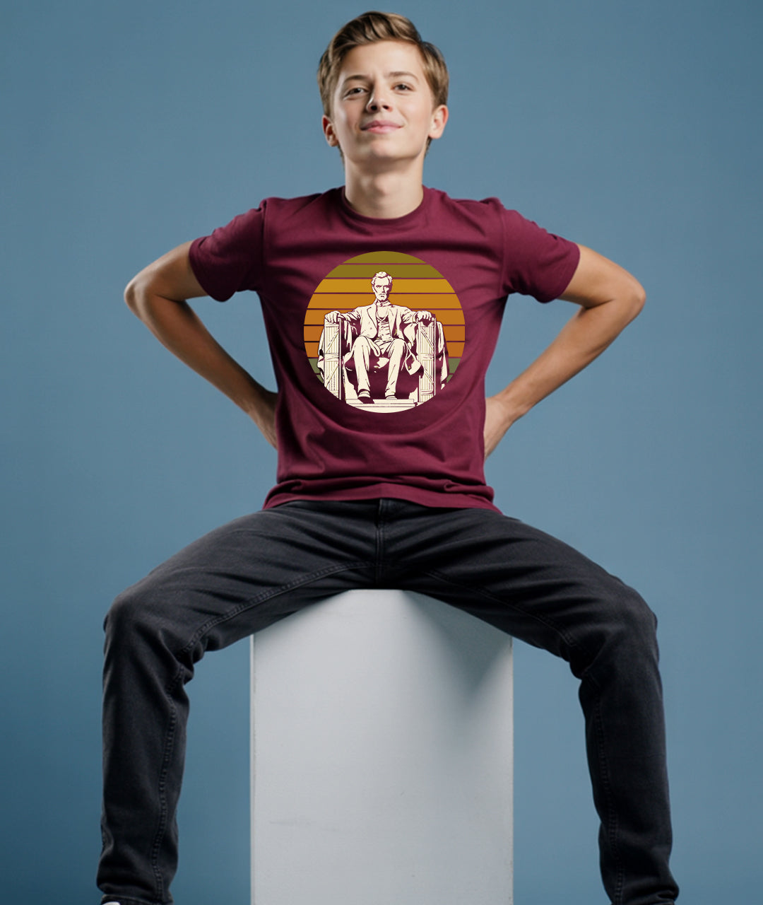 Lincoln Memorial Retro Art – Youth T-Shirt
