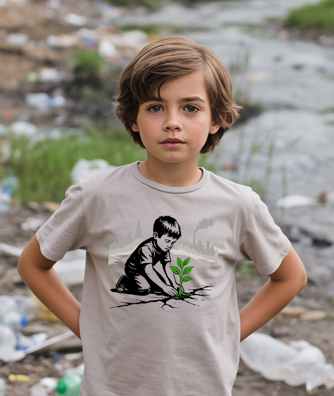 Boy Planting Tree Youth T-Shirt