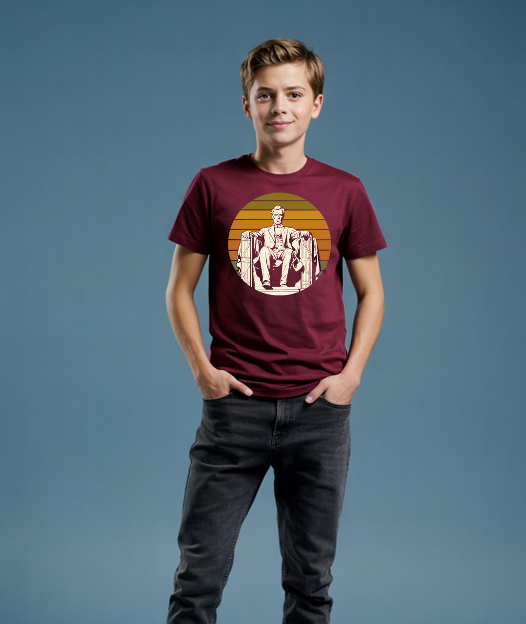 Lincoln Memorial Retro Art – Youth T-Shirt