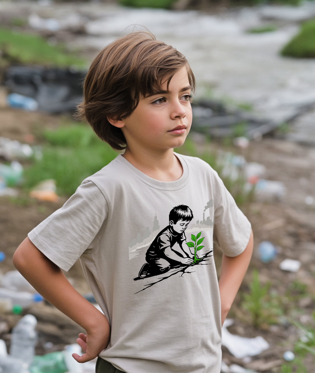 Boy Planting Tree Youth T-Shirt