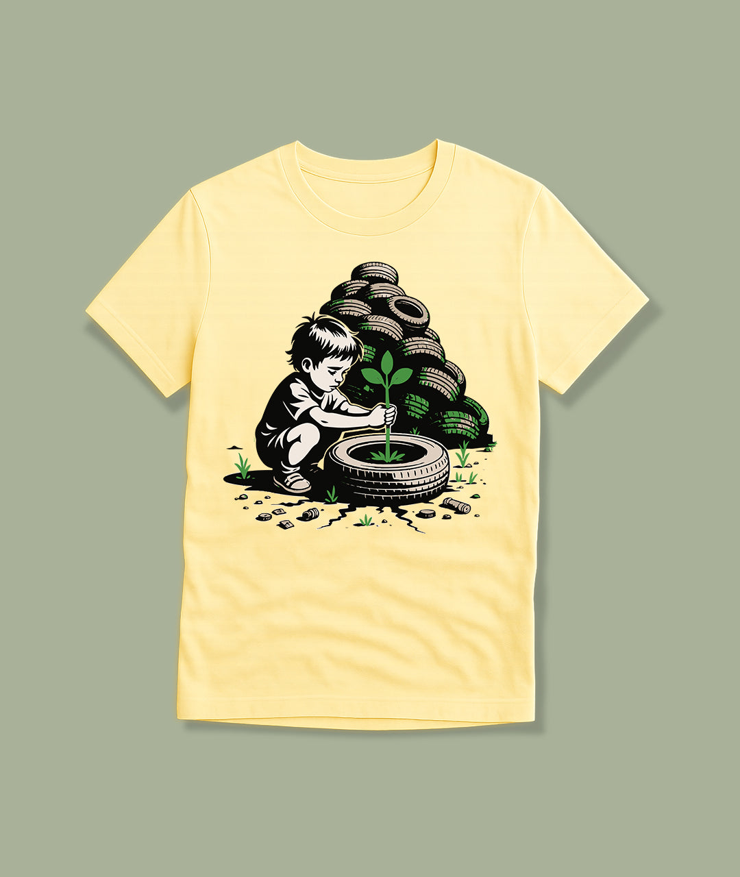 Boy Planting Seedling Youth T-Shirt