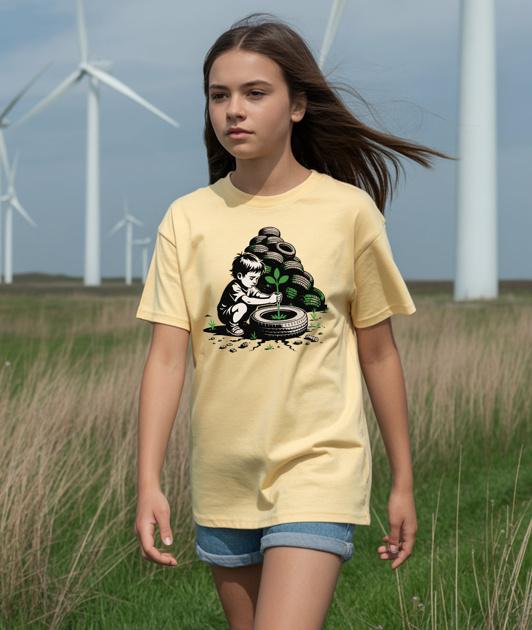 Boy Planting Seedling Youth T-Shirt