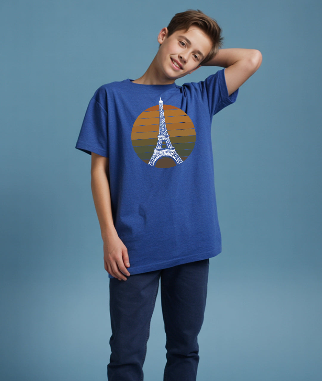 Eiffel Tower Retro Art – Vintage Paris Youth T-Shirt