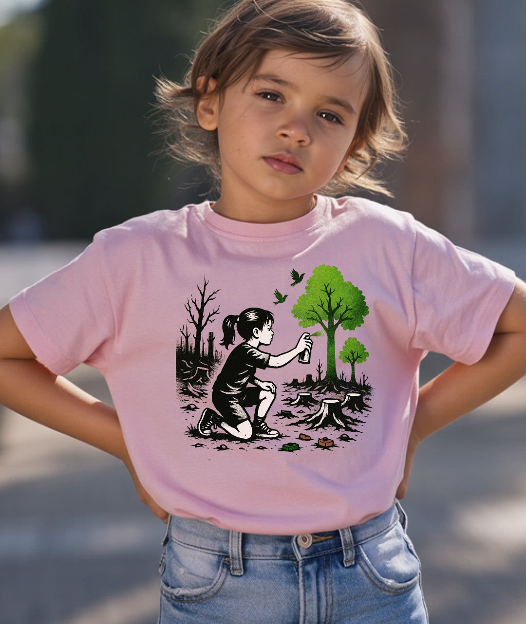 Girl Painting Trees Street Art Toddler Tee
