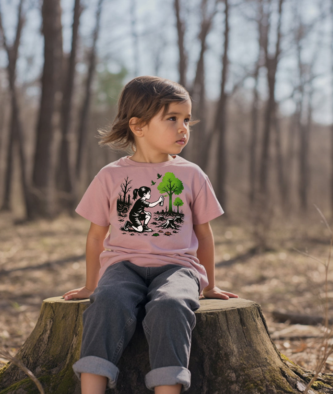 Girl Painting Trees Street Art Toddler Tee