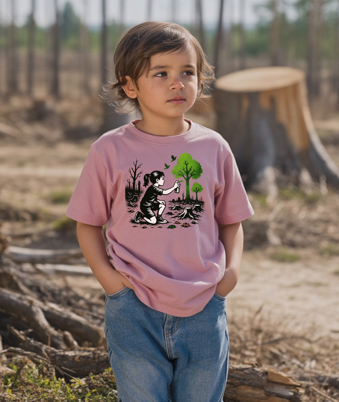 Girl Painting Trees Street Art Toddler Tee