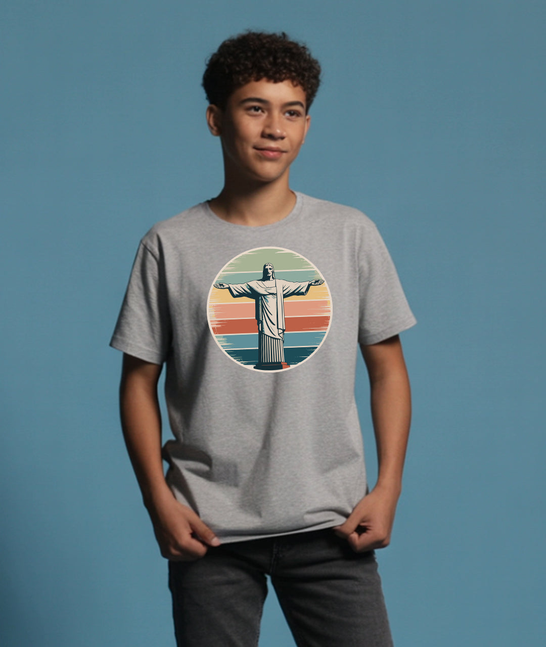 Christ the Redeemer Retro Art – Vintage Youth T-Shirt