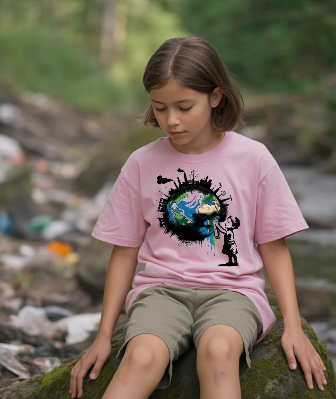 Child Cleaning Earth Youth T-Shirt