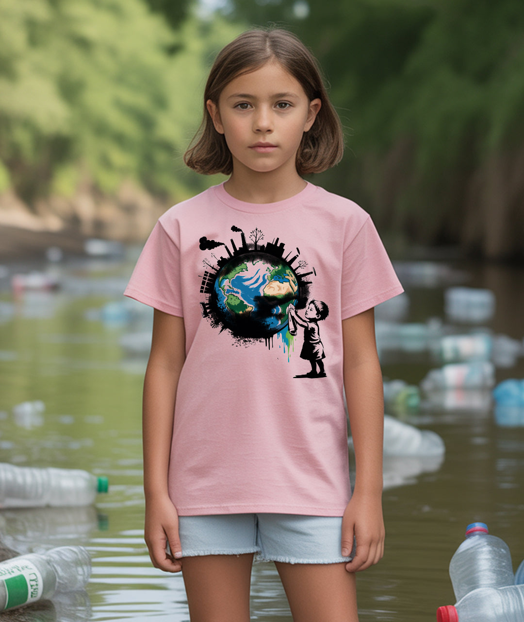 Child Cleaning Earth Youth T-Shirt