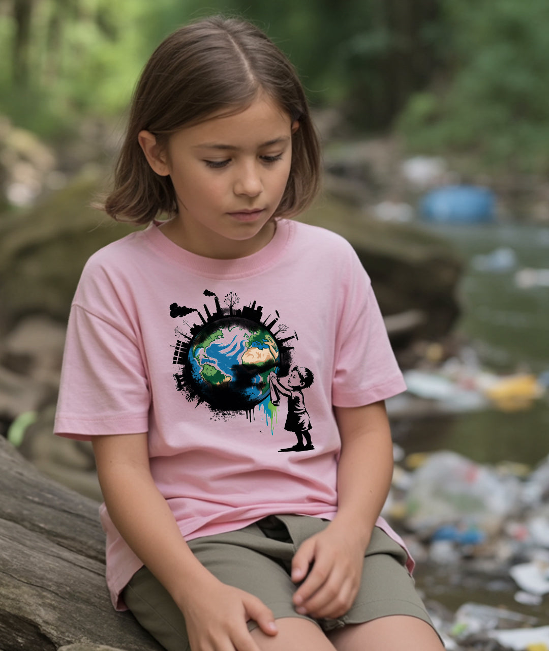 Child Cleaning Earth Youth T-Shirt