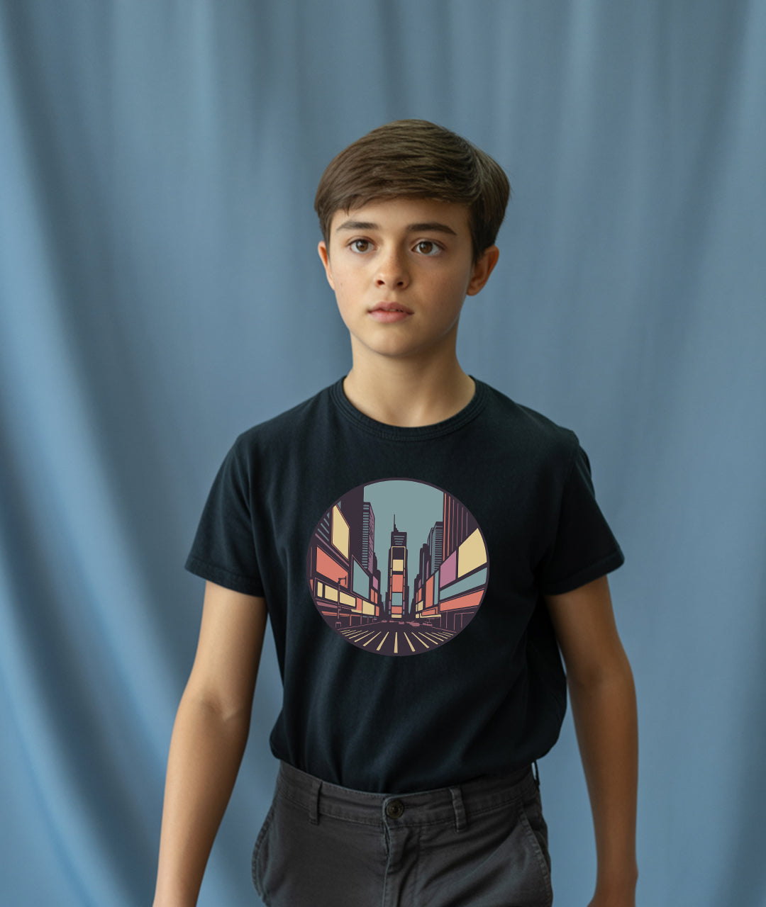 Times Square Retro Art – NYC Youth T-Shirt