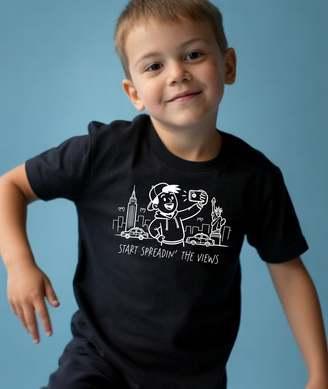 Start Spreading the Views Black Toddler Tee