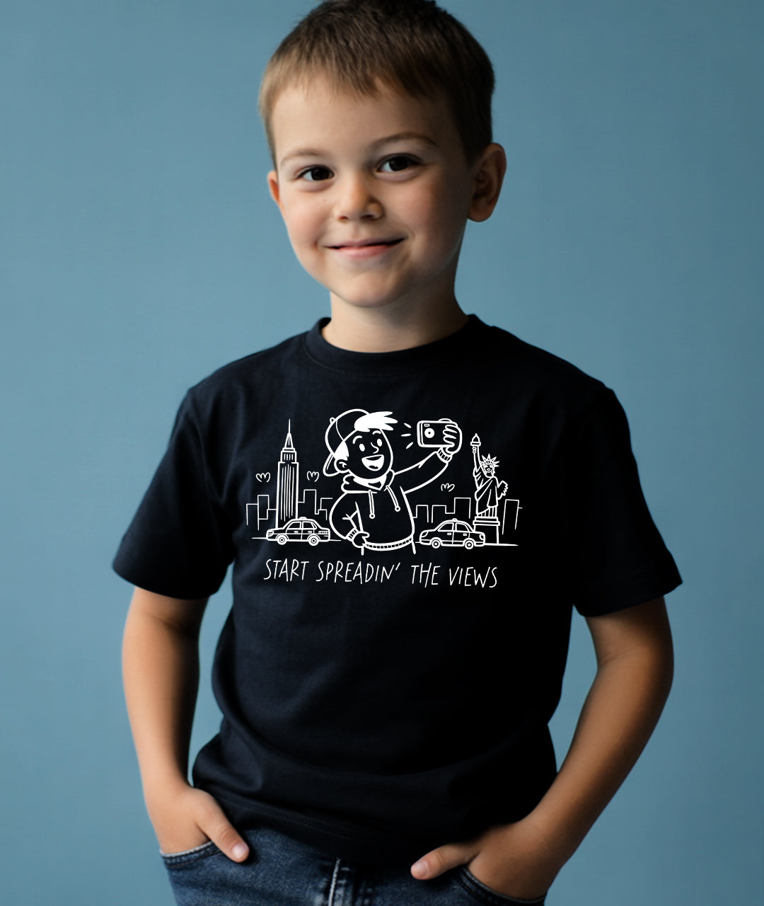 Start Spreading the Views Black Toddler Tee