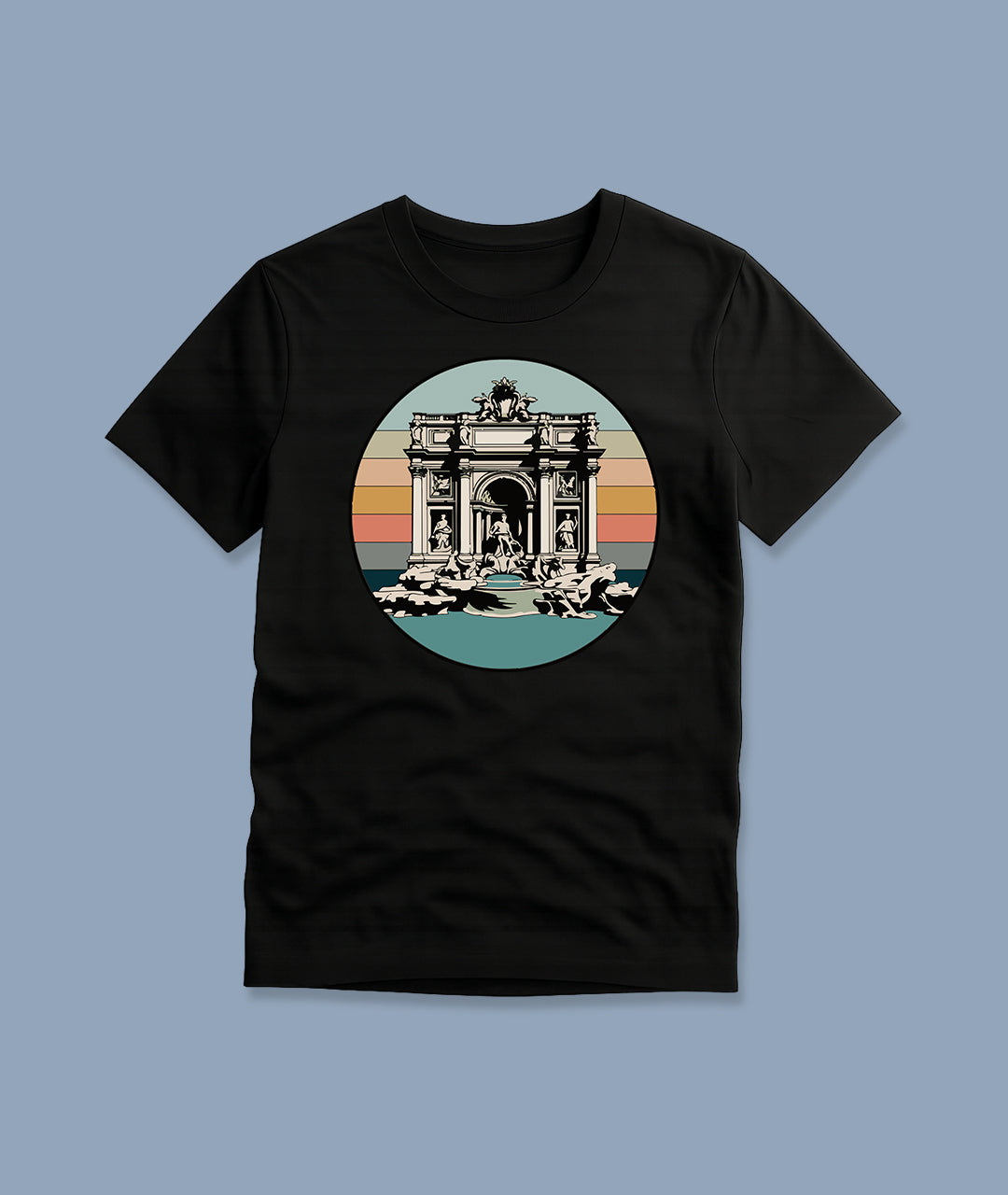 Trevi Fountain Retro Sunset – Vintage Rome Art Youth T-Shirt
