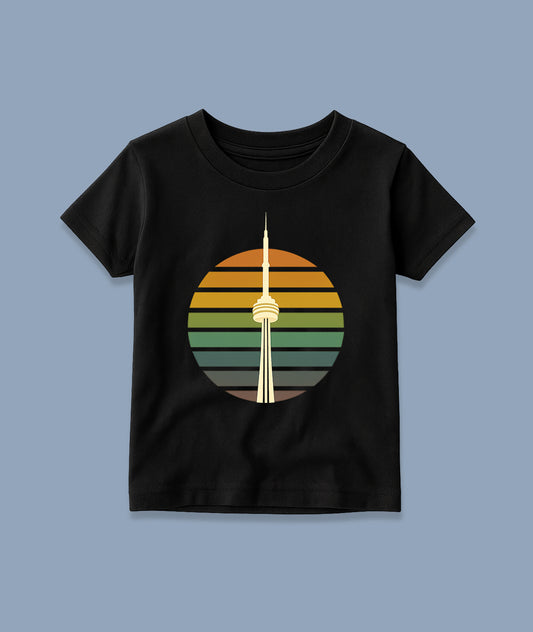 Toronto Skyline Retro Art – CN Tower Toddler Tee