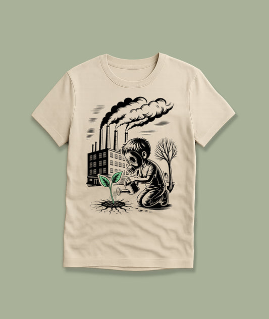Gas Mask Boy – Eco Street Art Youth T-Shirt