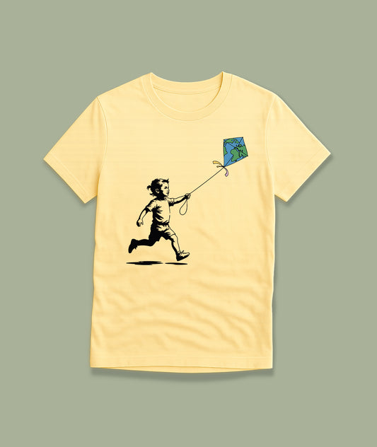 Running Toward the World: Child with Kite Design Youth T-Shirt