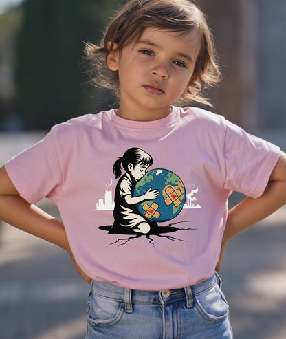 Girl Hugging Earth Toddler Tee