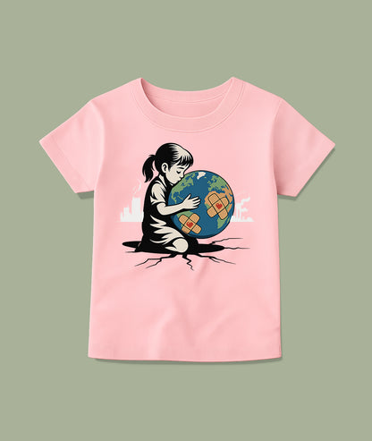 Girl Hugging Earth Toddler Tee