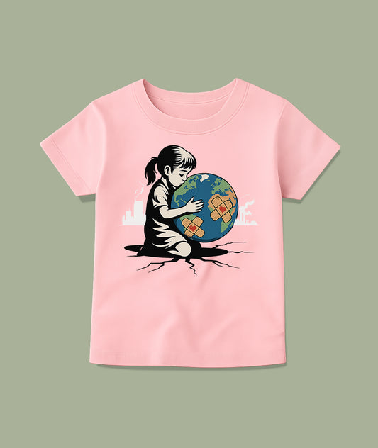 Girl Hugging Earth Toddler Tee