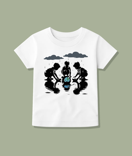 Kids with Earth Boat – Eco Art Toddler Tee