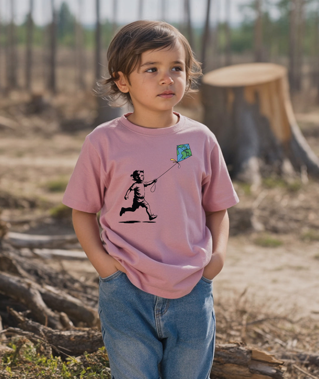 Child with Kite Design Toddler Tee