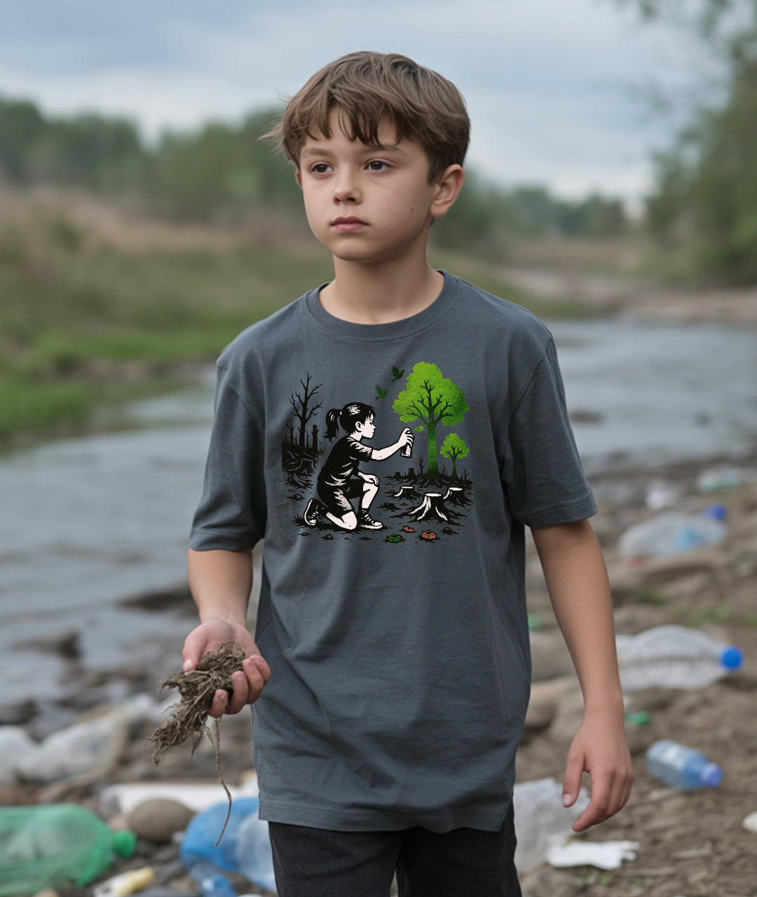 Girl Painting Trees Street Art Youth T-Shirt