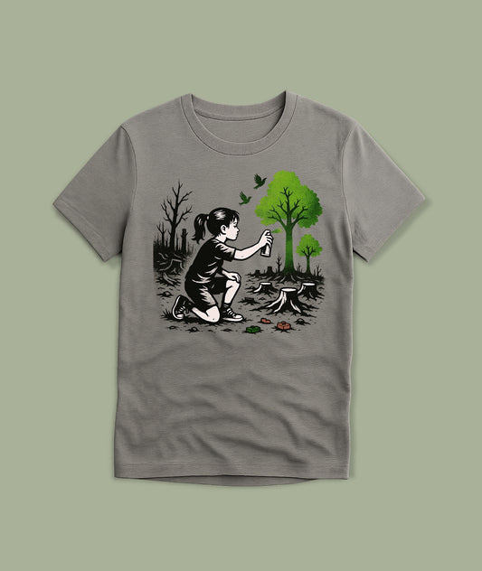 Girl Painting Trees Street Art Youth T-Shirt