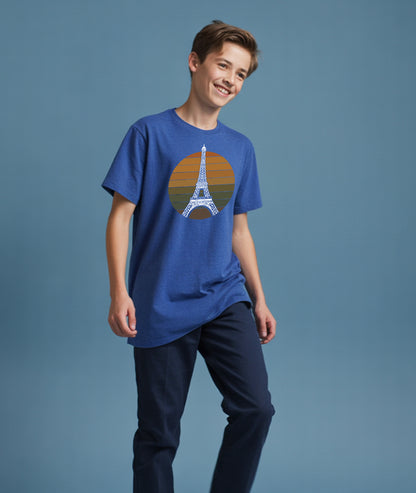 Eiffel Tower Retro Art – Vintage Paris Youth T-Shirt
