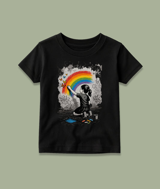 Girl Painting Rainbow Street Art Toddler Tee