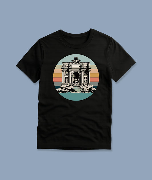Trevi Fountain Retro Sunset – Vintage Rome Art Youth T-Shirt