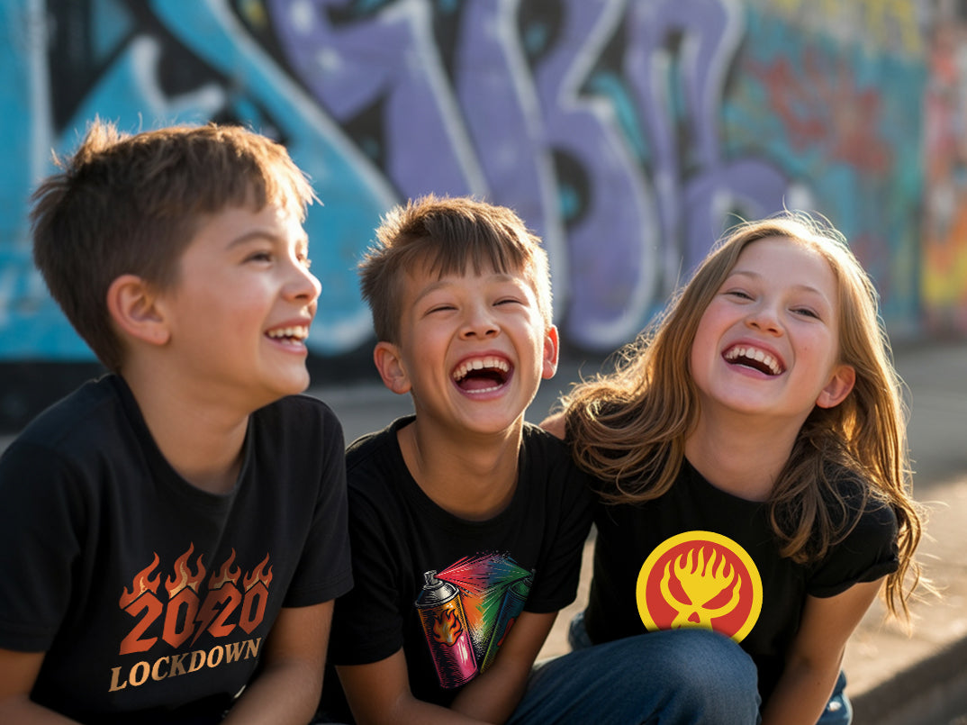3 kids laughing