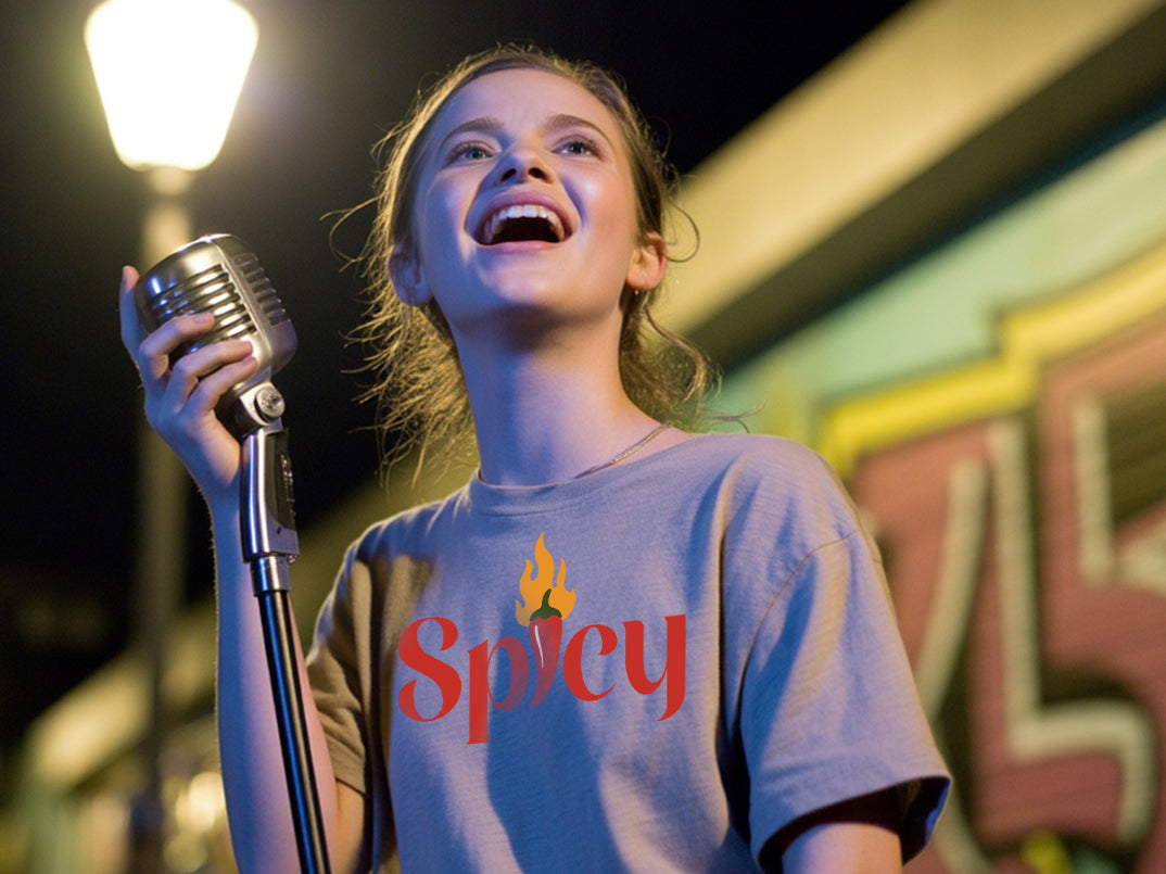 Girl singing in her heart