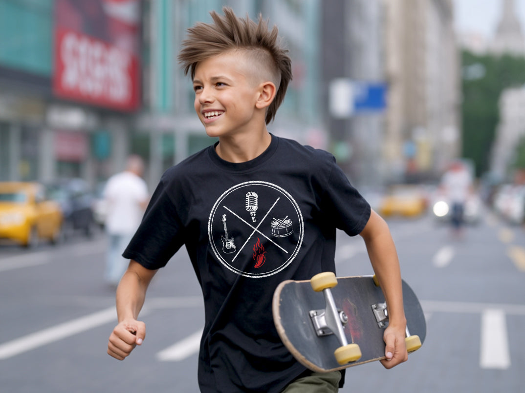Boy holding skateboard